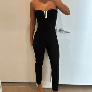 JLUXLABEL SUEDE BLACK JUMPSUIT - size medium